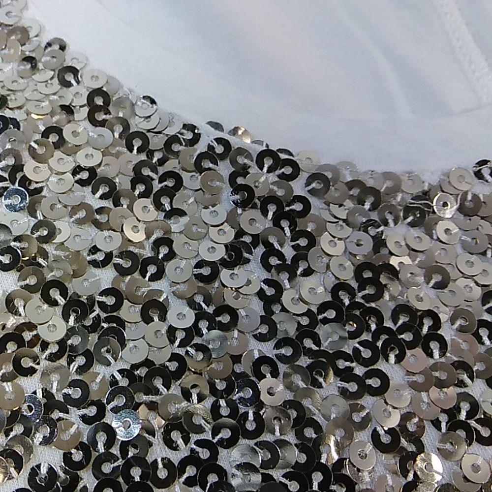 Express Top Whit Sequin Size Xs, Y2k, Party, Fest… - image 3